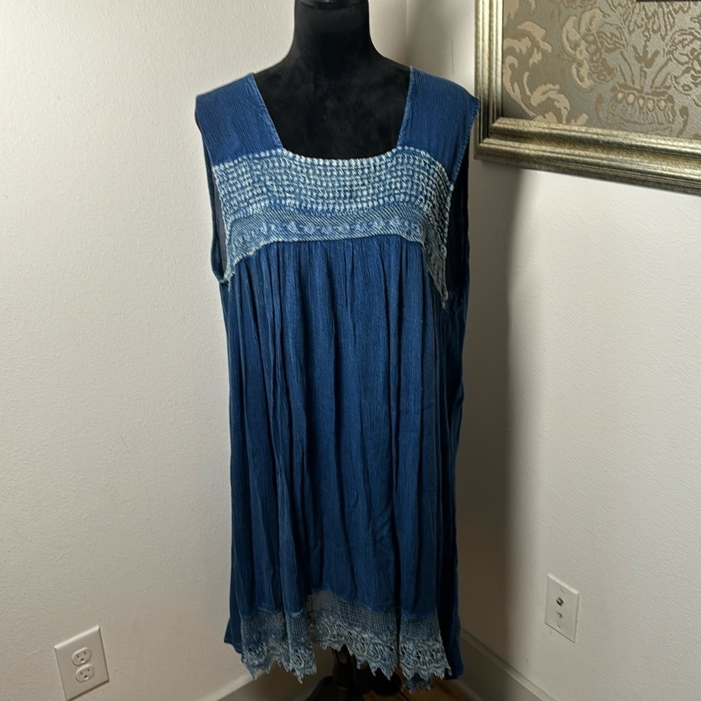 Studio West Apparel Sz XL sleeveless Boho blue casual dress